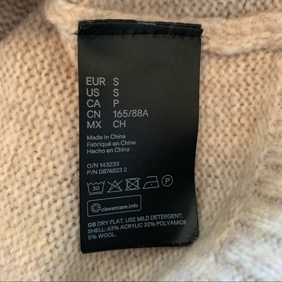 H&M LOGG Jacquard Knit Sweater Fair Isle Wool Blend Mock/crew Neck Small - Picture 5 of 5